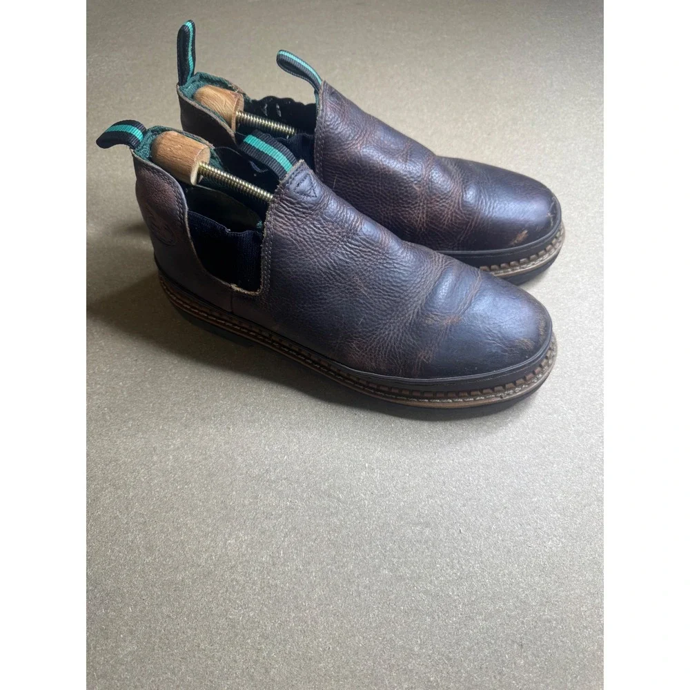 Georgia Giant Romeo Mens Brown Leather Work Boots GR262 Size 11 M Slip On Low
